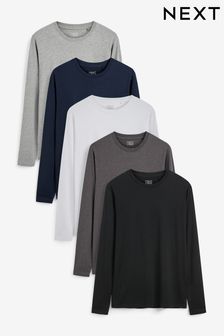 Базовые оттенки - Набор из 5 футболок с длинными рукавами и круглым вырезом (652330) | €54