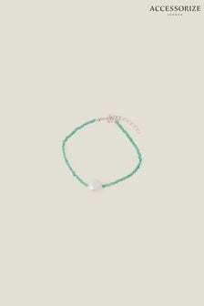 Accessorize Green Sterling Silver-Plated Beaded Pearl Bracelet (652445) | €18