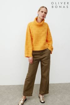Oliver Bonas橙色縫線高翻領針織套衫 (652459) | NT$2,800