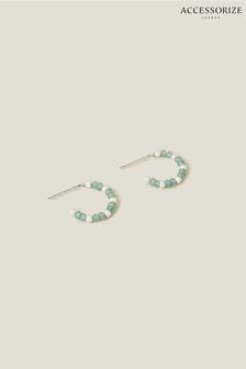 Accessorize Green Sterling Silver-Plated Beaded Hoops (652494) | HK$144
