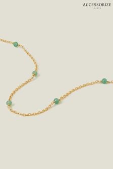 Accessorize Cream 14ct Gold-Plated Aventurine Station Necklace (652567) | $35