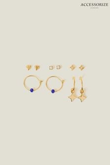 Accessorize 蓝色 14克拉镀金耳钉和环耳环 5 套装 (652600) | NT$930