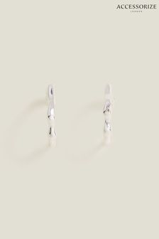 Accessorize Sterling Silver Plated Molten Huggie Hoops (652783) | €23