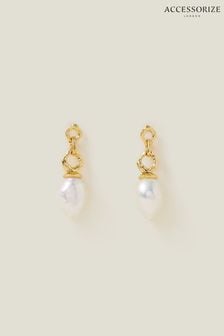 Accessorize 14ct Gold Plated Pearl Drop Earrings (652871) | €25