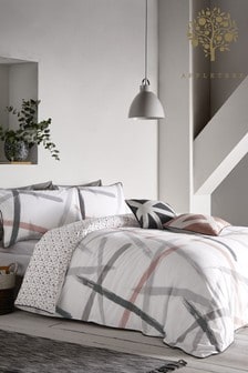 Appletree Pink Leda Geo Piped Cotton Duvet Cover and Pillowcase Set (652929) | €41 - €68