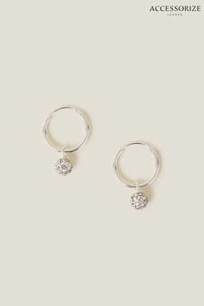 Accessorize Sterling Silver-Plated Sparkle Drop Hoops (652998) | ₪ 80