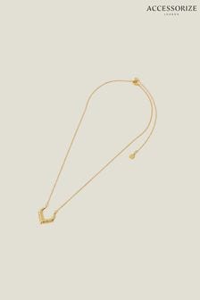 Accessorize 14ct Gold Plated Sparkle V-Pendant Necklace (653011) | HK$206
