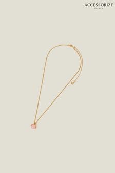 Collar con colgante de 14 quilates de cuarzo rosa chapado en oro de Accessorize (653012) | 31 €