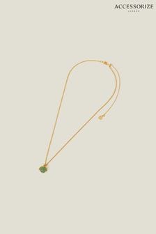 Accessorize Green 14ct Gold Plated Spherical Aventurine Necklace (653024) | €34