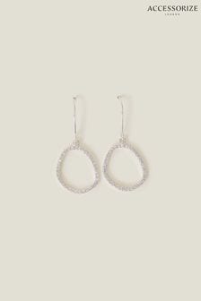 Accessorize Sterling Silver Plated Sparkle Pebble Hoops (653026) | €22