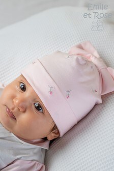 Emile et Rose Pink Rose Embroidered Hat With Bow (653070) | $20