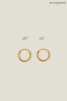 Accessorize 14ct Gold-Plated Earrings 2 Pack (653095) | ₪ 91