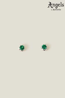 Accessorize Green Sterling Silver-Plated Stone Stud Earrings (653142) | AED106