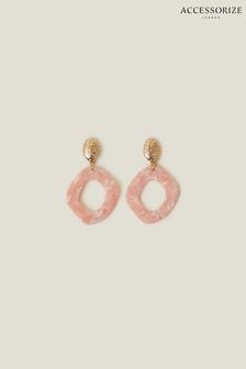 Accessorize Pink Resin Circle Drop Earrings (653202) | $22