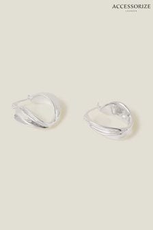 Accessorize Sterling Silver Plated Twist Hoop Earrings (653203) | ₪ 91