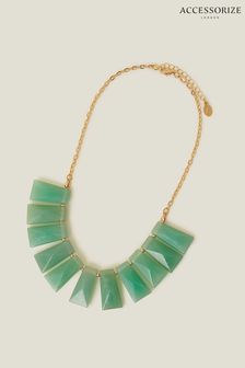 Accessorize Green Resin Fan Necklace (653205) | $40
