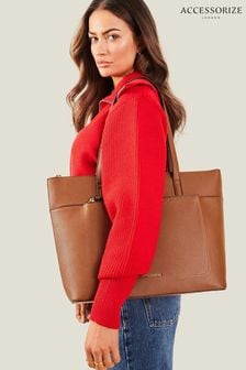 Accessorize Brown Front Pocket Tote Bag (653230) | KRW74,700