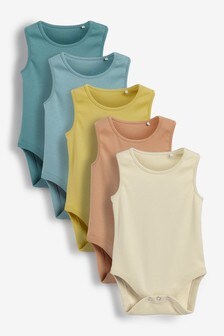 Mineral Tones Baby 5 Pack Vest Bodysuits (0mths-3yrs) (653332) | kr133 - kr160