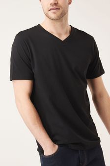 שחור - גזרה רפויה עם צווארון-וי - חולצת טי (653439) | ‏21 ₪
