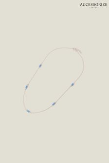 Accessorize Blue Sterling Silver Station Bead Necklace (653485) | €29