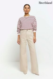 River Island Cream High Rise Relaxed Straight Jeans (653675) | ₪ 201