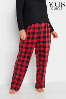 Roșu - Pantaloni de pijama din fleece Yours Curve (653781) | 107 LEI