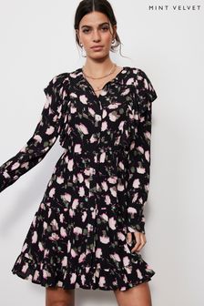 Mint Velvet Black Mini Floral Dress (654558) | $239