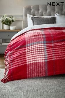 Red Super Soft Ludlow Check Throw (654854) | KRW50,500