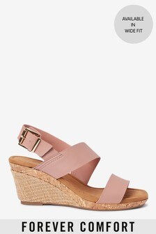 Chaussures compensées Forever Comfort® à deux brides et semelle en liège