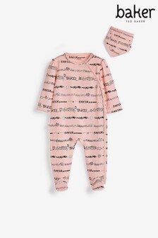 Ensemble Baker by Ted Baker rose imprimé dors-bien et bavoir