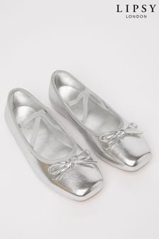 Lipsy Silver Flat Slip On Square Toe Ballerina (655921) | INR 1,985 - INR 2,426