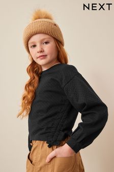 Black Ruched Side Textured Top (3-16yrs) (656285) | €11 - €18
