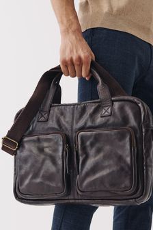 Коричневый - Коллекционный кожаный портфель с карманами (656607) | 52 020 тг