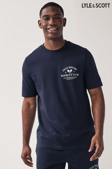 Marineblau - Lyle & Scott Racquet Club T-Shirt mit Grafikprint (656731) | 54 €