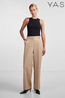 YAS Cream Wide Leg Tailored Trousers (657050) | $132