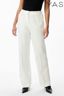 YAS White High Waisted Tailored Trousers (657086) | $121