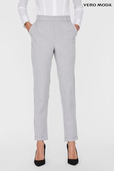 VERO MODA Grey Mid Waist Straight Leg Trousers (657146) | AED166