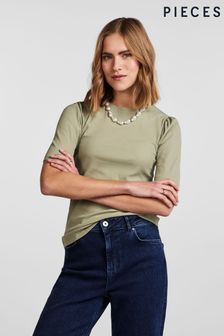PIECES Green Puff Sleeve Top (657173) | $40