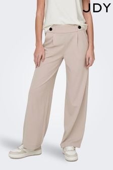 JDY Cream High Waist Wide Leg Trousers (657175) | $43