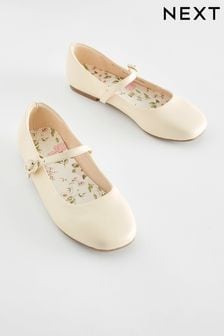 Cream Leather Mary Jane Occasion Shoes (657210) | $44 - $56