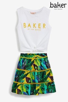 Baker by Ted Baker White/Green Top And Skirt Set
