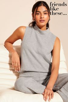 Friends Like These Grey Cosy Roll Neck Sleeveless Tank Top (657556) | KRW51,200