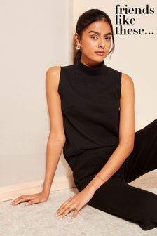 Friends Like These Black Cosy Roll Neck Sleeveless Tank Top (657557) | €27