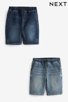 Donkerblauw/lichtblauw - Verpakking van 2 denim short van jersey (3-16 jr) (658422) | €31 - €46