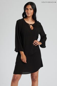 South Beach Black Crinkle Viscose Pull Over Beach Tunic (658750) | AED144