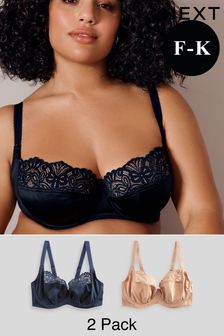 Neutral/Navy Blue Ultimate Support F-K Cup Non Pad Full Cup Bras 2 Pack (658767) | SGD 73