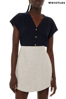 Whistles Blue Aubrie Button Through Top (658781) | $130