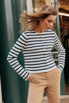 Joules Constance Cream & Navy Striped Cotton Cardigan (658841) | kr908