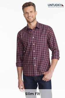 UNTUCKit Blue Wrinkle-Free Slim Fit Cheny 100% Cotton Shirt (659163) | $137