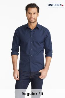 أزرق داكن - Untuckit Wrinkle-free Relaxed Fit Castello Shirt (659272) | $146